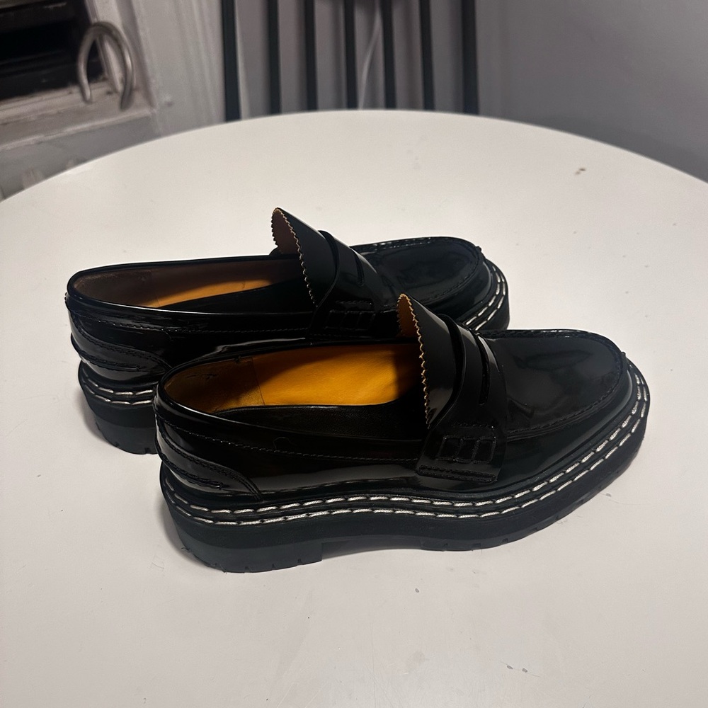 Proenza Schouler Black Patent Leather Platform Loafers